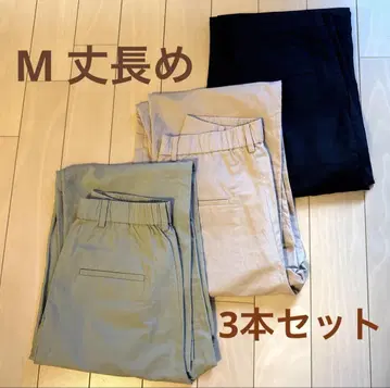 린넨 블렌드 턱 와이드 팬츠 M 긴 길이