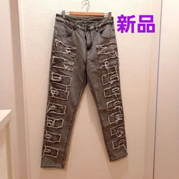 미사용 새상품 UK 드릴 청바지 허리 빵 래퍼 스타일 M