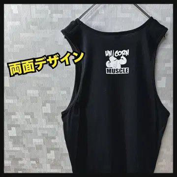 탱크탑 슬리브리스 L 블랙 검정 남성용 양면 머슬 US 구제 의류