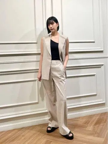 데프레 린넨 나일론 스트레치 세미 와이드 팬츠