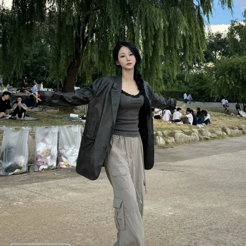 パンツ ILLIGO Nylon String Cargo Banding Pants 5BJH1613 New product) illigo Nylon String Cargo Banding Pants Gray on