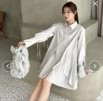 dazzlin 다즐린 셔츠 플레어 원피스 그레이