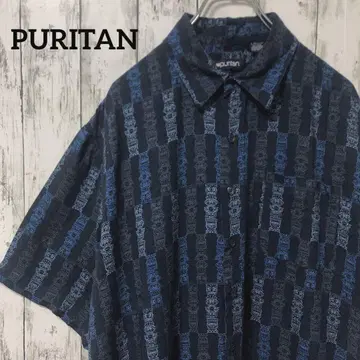 C2196 puritan 알로하 셔츠 레이온 반팔 셔츠 토템 폴 패턴