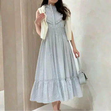 헤르립토 페일리 코튼 레이스 롱 드레스