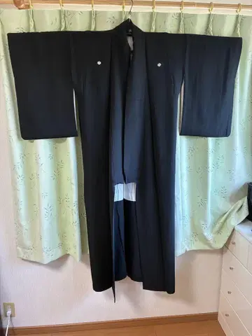 블랙 상복 가문 문장 기모노 순수 실크