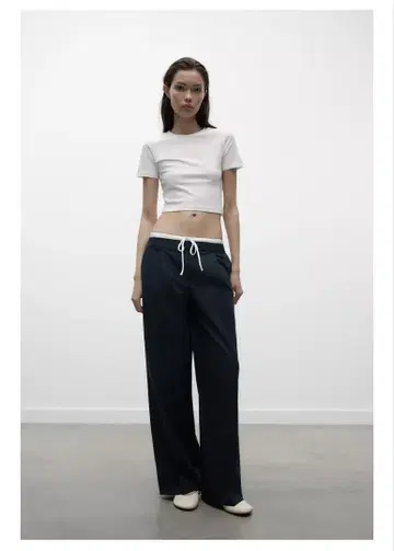 WIDELEG 팬츠 더블 허리 밴딩