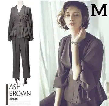 RUIRUE BOUTIQUE 데코 슬리브 팬츠 셋업 브라운 리본 M