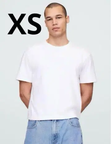 GAP 헤비 웨이트 크롭 티셔츠 화이트 XS 짧은 길이