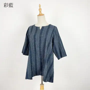 사이아이 미야타 직물 일본제 블라우스 스트라이프