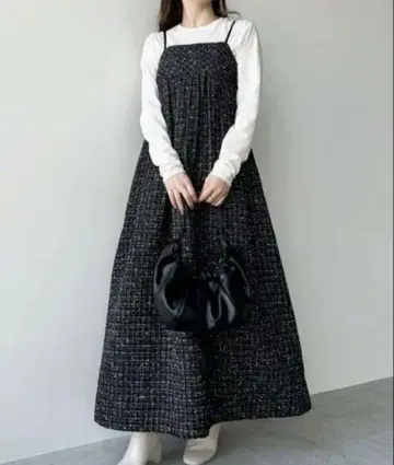 2023AW COCODEAL 코코딜 트위드 베어 원피스 블랙