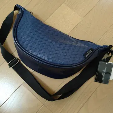 새상품, 택 포함, 뜨개질, 가죽 느낌, 숄더백, 네이비