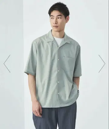 워셔블 트로 저스트 루즈 오픈 카라 셔츠 그린 라벨