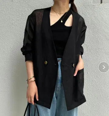 콜라주 개럴개런트 시어 린넨 라이크 더블 자켓 블랙