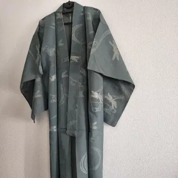 잠자리 자수 연한 그린 오간자 여름용 쇼와 레트로 앤티크