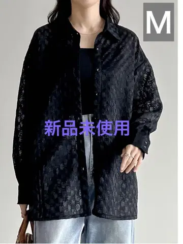 Re:EDIT 플라워 레이스 자카드 시어 셔츠