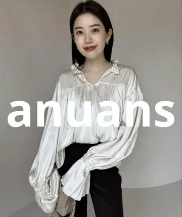 거의 미사용 anuans 긴팔 블라우스 FREE 아이보리 여성용