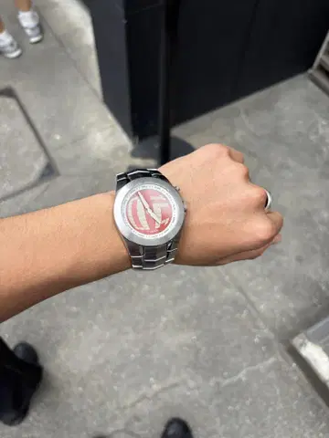 정품 파슬 FOSSIL BIG TIC 빨간색 다이얼 손목시계 빅 페이스