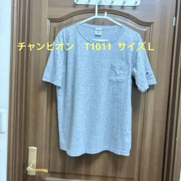 T1011 챔피언 그레이 티셔츠 L 사이즈 포켓 부착