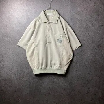 vintage 반팔 셔츠 구제 의류 풀오버 하프 버튼 자수 옷깃 레트로