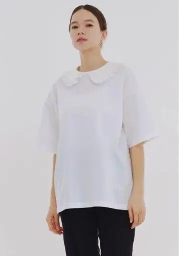 플로키 도트 둥근 카라 티 yori