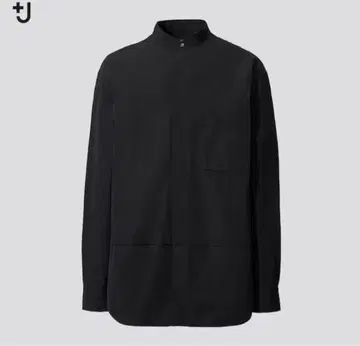 유니클로 블랙 수피마 코튼 오버 사이즈 스탠드 카라 셔츠 M