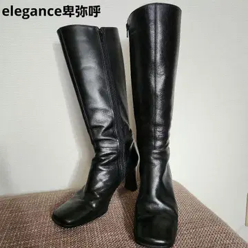 새상품급 히메코 롱 부츠 블랙 24cm 사이드 지퍼