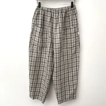 Cotton House Aya 체크 무늬 린넨 팬츠