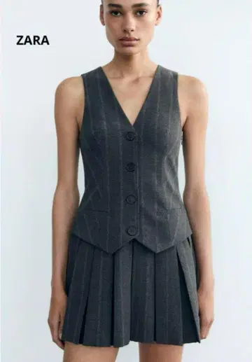 ZARA 박스 플리츠 베스트 원피스 XS 원피스 봄 여름 가을 겨울