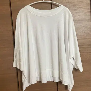 45R 돌먼 슬리브 빅 티셔츠 풀오버 R 자수 화이트