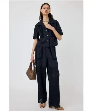 moussy 코튼 레이스 썸머 팬츠 블랙 검정