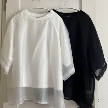 프릭스스토어 오간자 x 컷티셔츠 레이어드 래글런 반팔 티셔츠 2종 세트