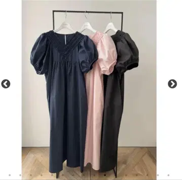 새상품급 로지몬스터 V넥 미니 프릴 퍼프 원피스 네이비 M