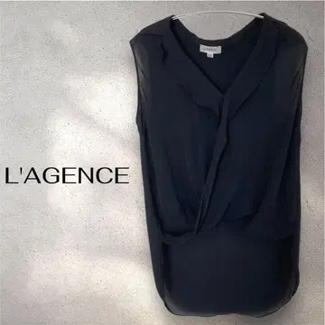 L'AGENCE 슬리브리스 실크 100% 셔츠 블랙