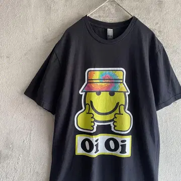 Oi Oi 스마일리 프린트 티셔츠 S 블랙