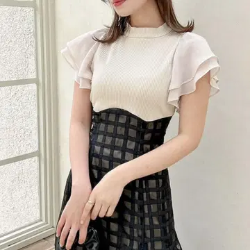 dazzlin 시어 체크 코르셋 원피스 M 사이즈