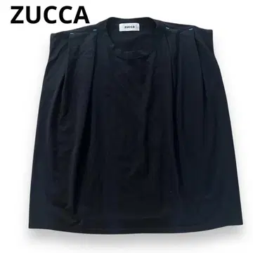 ZUCCA 스티치 턱 슬리브리스 티셔츠 블랙 M