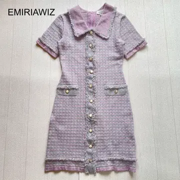 EMIRIAWIZ 트위드 모드 니트 원피스 라벤더 M