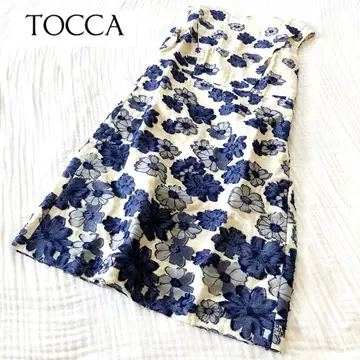 TOCCA 원피스 꽃무늬 자카드 무릎 기장 슬리브리스 코튼