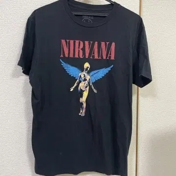 NIRVANA 그래픽 티셔츠 블랙 밴딩 티셔츠
