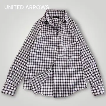 고품질 [UNITED ARROWS] 내추럴 코튼 긴팔 셔츠 체크 무늬 M