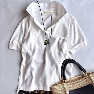 미사용품 Lei Tennis Shop 이세탄 반팔 피케 셔츠 화이트 L