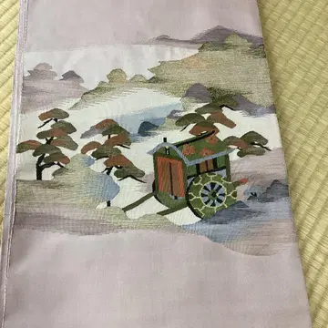 손으로 짠 도서 후쿠로 오비 순수 실크 고쇼 자동차 연한 보라색