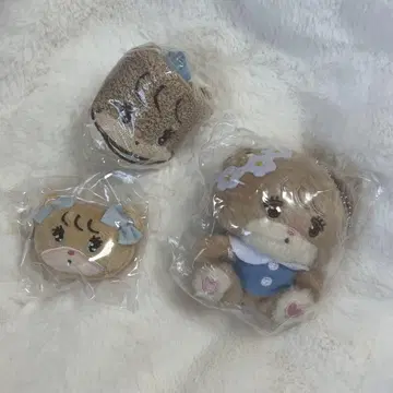 mikko 라떼 세트 파우치 봉제 인형 앞머리 클립