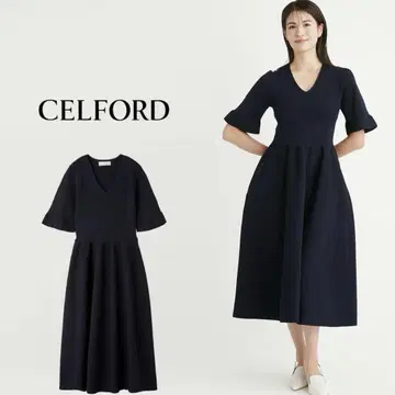CELFORD 네이비 V넥 원피스