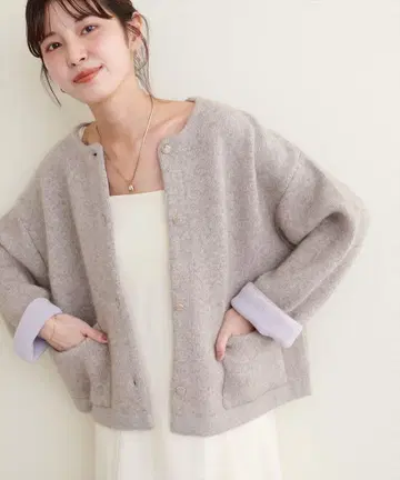 natural couture FOX 혼합 플레이트 니트 자켓