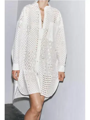 ZARA ZW 컬렉션 컷워크 자수 원피스 XS