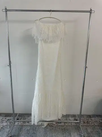 레이스 화이트 롱 드레스