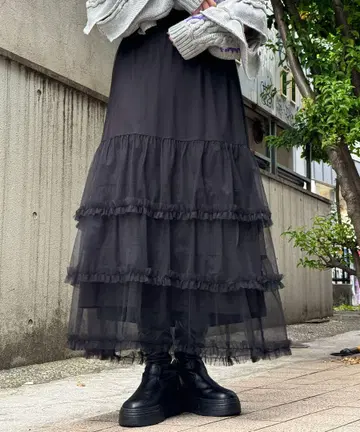 차오패닉 튤 프릴 티어드 스커트