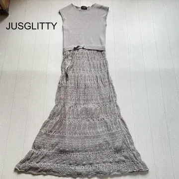 JUSGLITTY 크로셰 뜨개질 니트 원피스 그레이 2