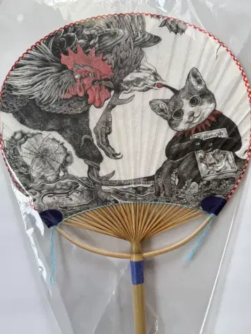 히구치 유코 부채 구스타프 와카쇼이 수컷 닭 그림 미사용 새상품